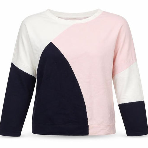 Phase Eight Womens Pink Cream Navy Colour Block Jumper XS
