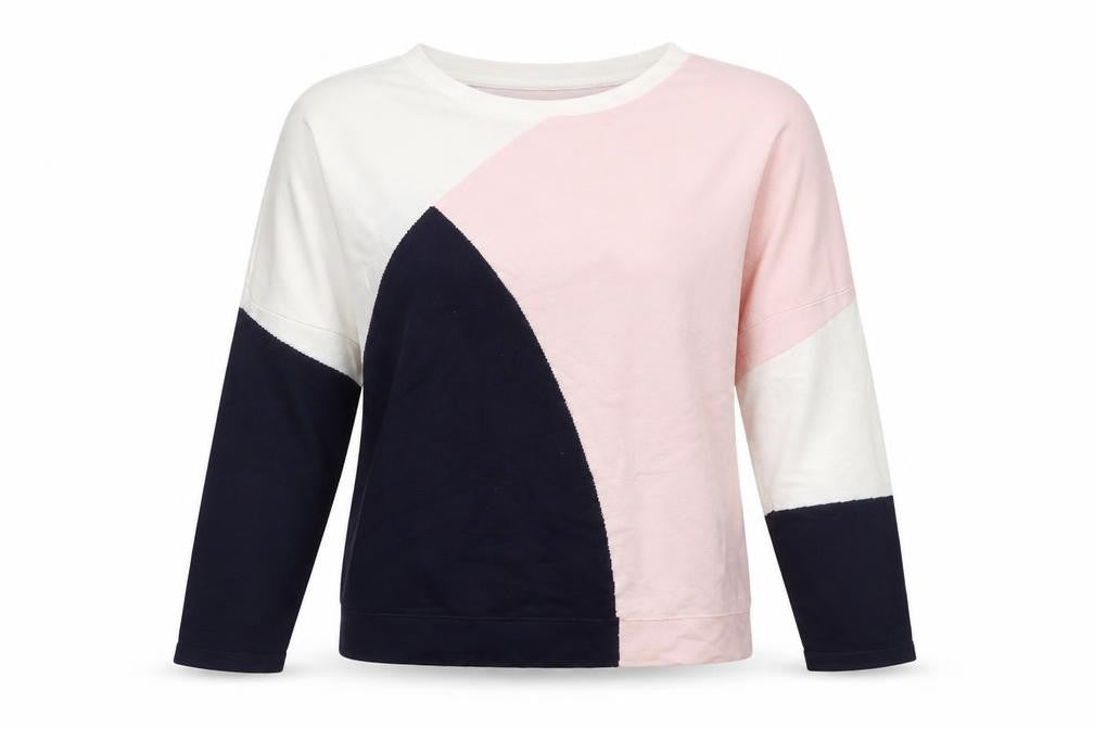Phase Eight Womens Pink Cream Navy Colour Block Jumper XS