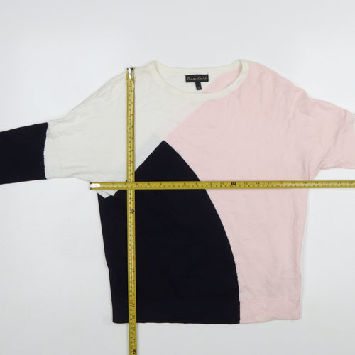 Phase Eight Womens Pink Cream Navy Colour Block Jumper XS