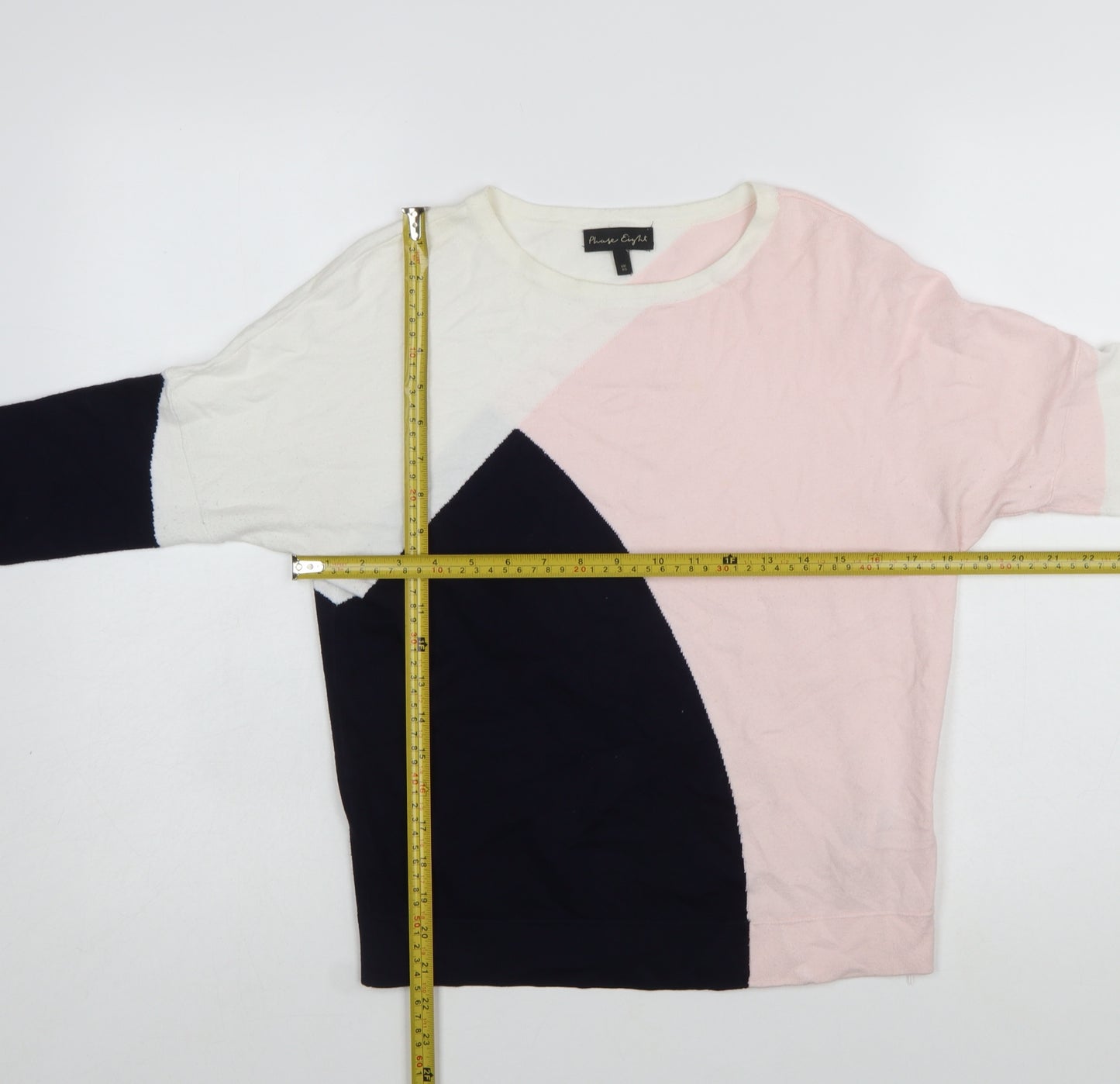 Phase Eight Womens Pink Cream Navy Colour Block Jumper XS