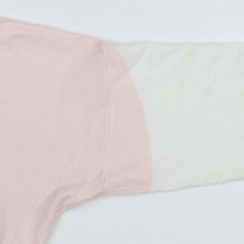 Phase Eight Womens Pink Cream Navy Colour Block Jumper XS