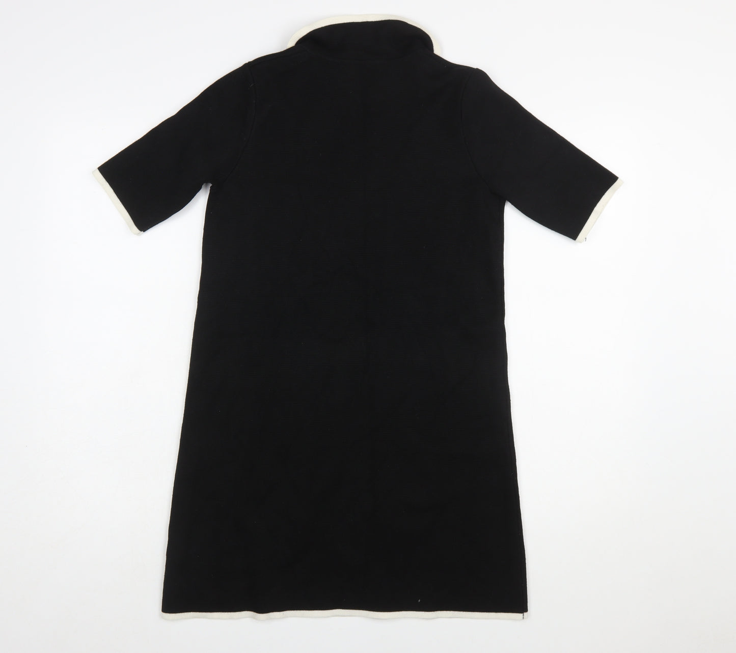 Zara Women Black Collared Knit Shift Dress Size S