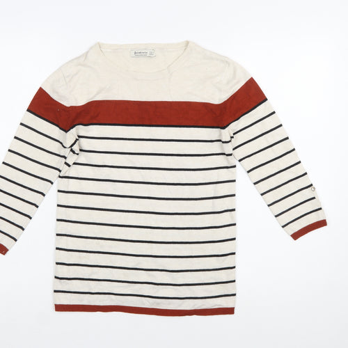 Stradivarius Women’s Multicoloured Striped Jumper Size 10 Crew Neck