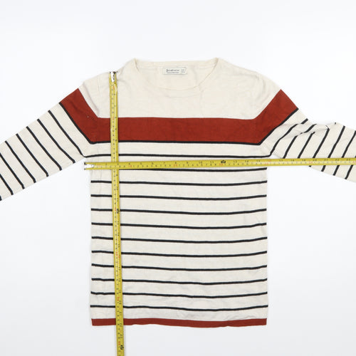 Stradivarius Women’s Multicoloured Striped Jumper Size 10 Crew Neck