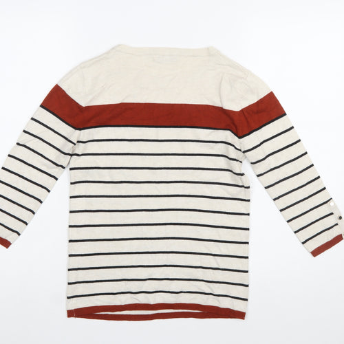 Stradivarius Women’s Multicoloured Striped Jumper Size 10 Crew Neck