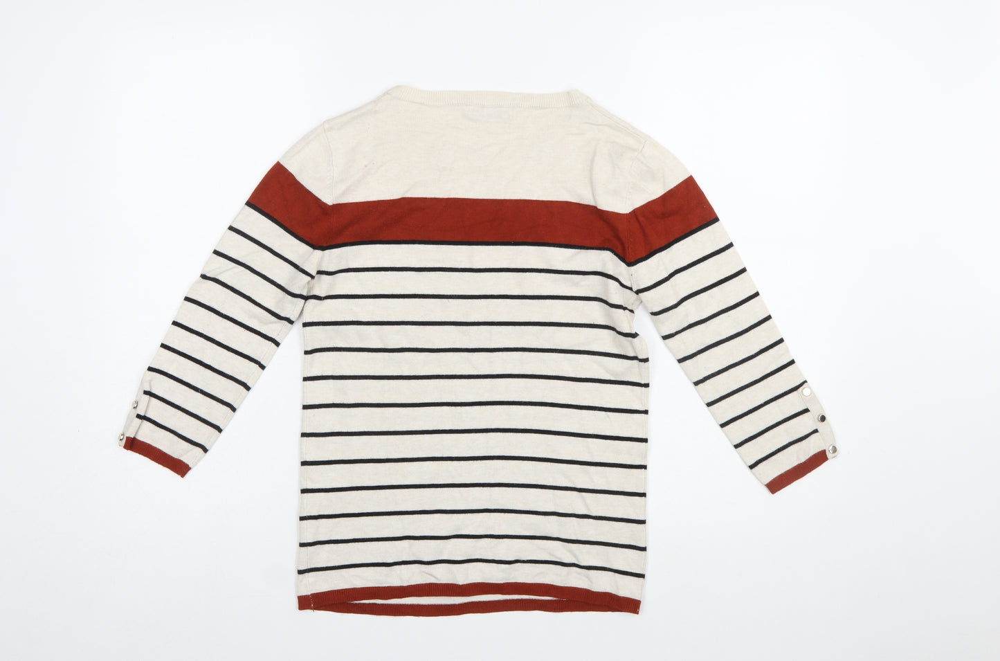 Stradivarius Women’s Multicoloured Striped Jumper Size 10 Crew Neck