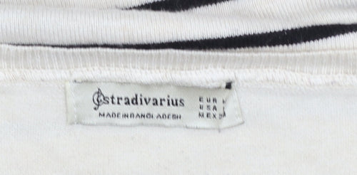 Stradivarius Women’s Multicoloured Striped Jumper Size 10 Crew Neck