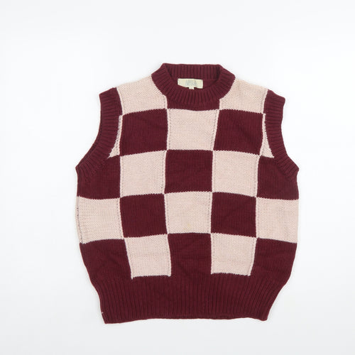 Mirla Beane Women's Multicoloured Mock Neck Check Knit Vest S