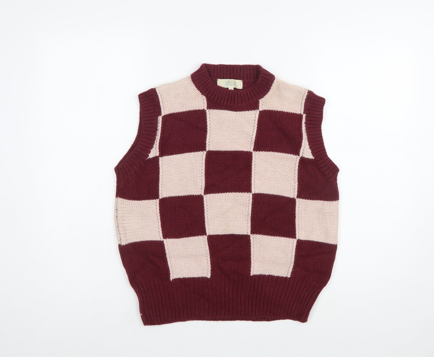 Mirla Beane Women's Multicoloured Mock Neck Check Knit Vest S