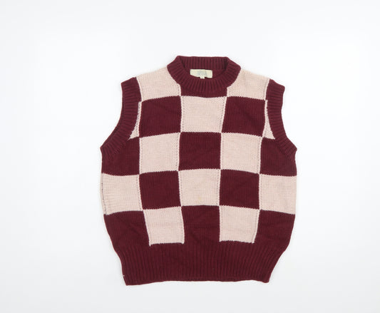 Mirla Beane Women's Multicoloured Mock Neck Check Knit Vest S