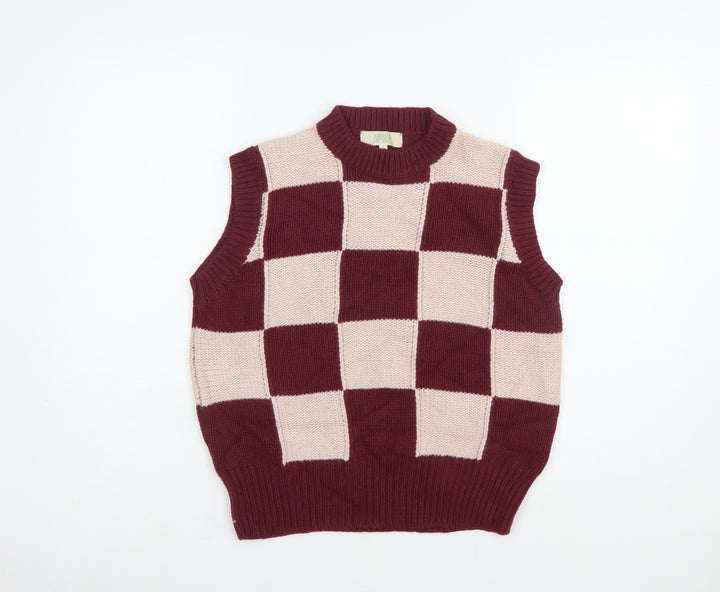 Mirla Beane Women's Multicoloured Mock Neck Check Knit Vest S