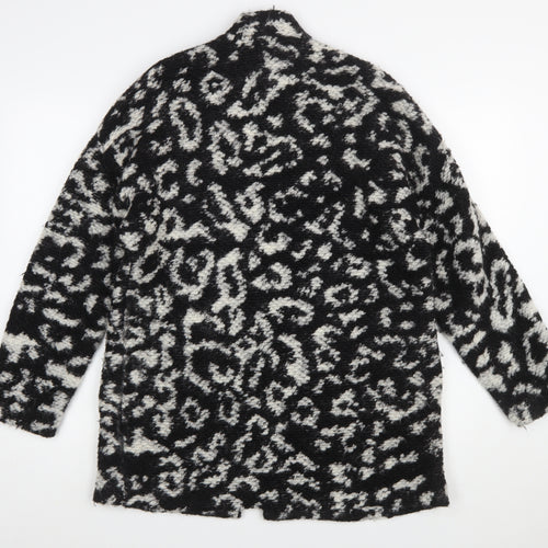 Mango Women’s Black White Animal Print Cardigan Small Wool Blend