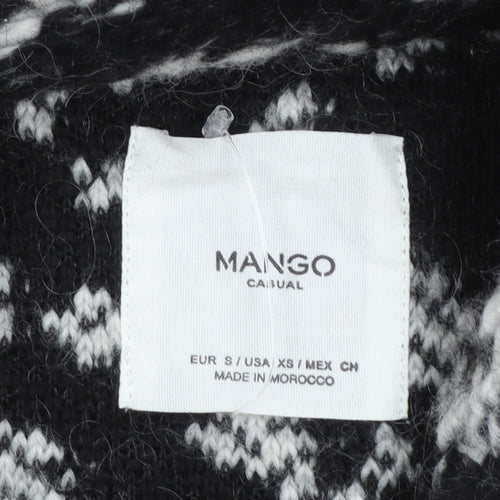 Mango Women’s Black White Animal Print Cardigan Small Wool Blend