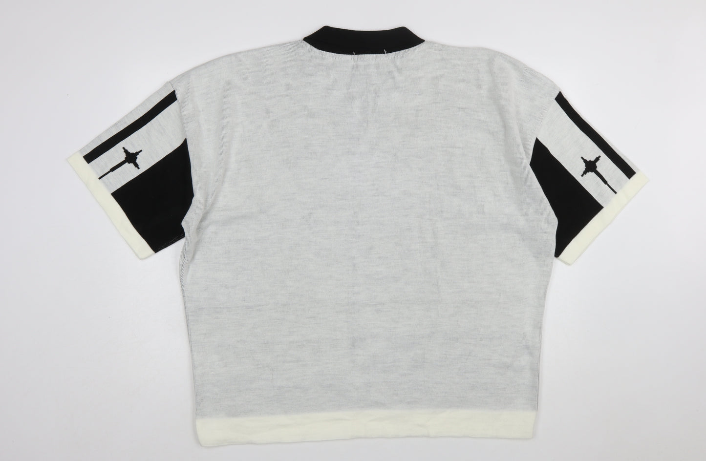 boohooMAN Men’s White Racing Team Collared Knit Jumper 2XL
