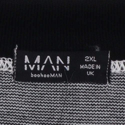 boohooMAN Men’s White Racing Team Collared Knit Jumper 2XL