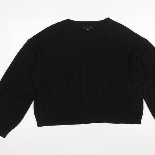 New Look Women's Black Chunky Knit Crew Neck Pullover Jumper Size M