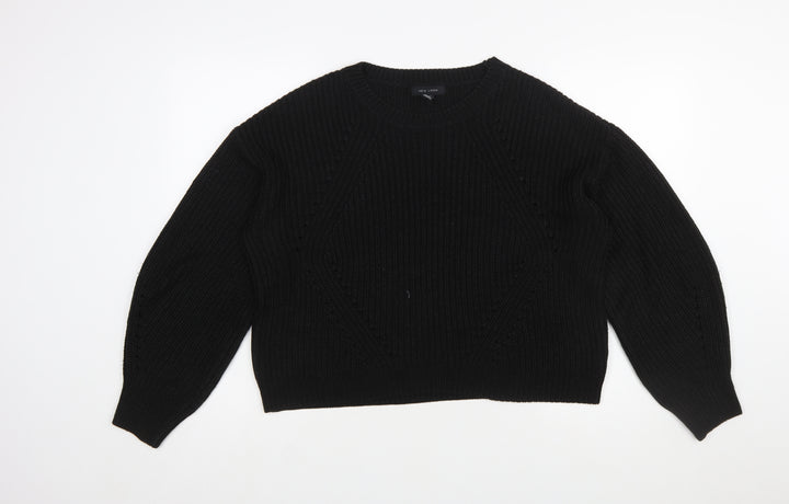 New Look Women's Black Chunky Knit Crew Neck Pullover Jumper Size M