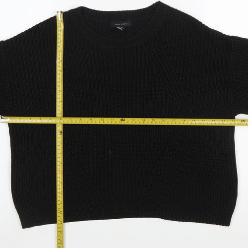 New Look Women's Black Chunky Knit Crew Neck Pullover Jumper Size M