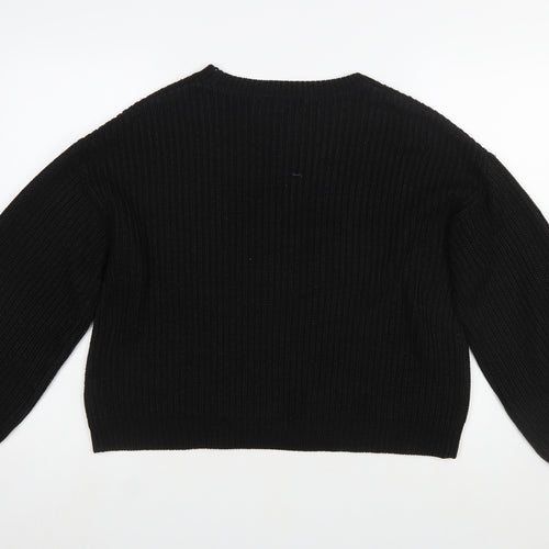 New Look Women's Black Chunky Knit Crew Neck Pullover Jumper Size M