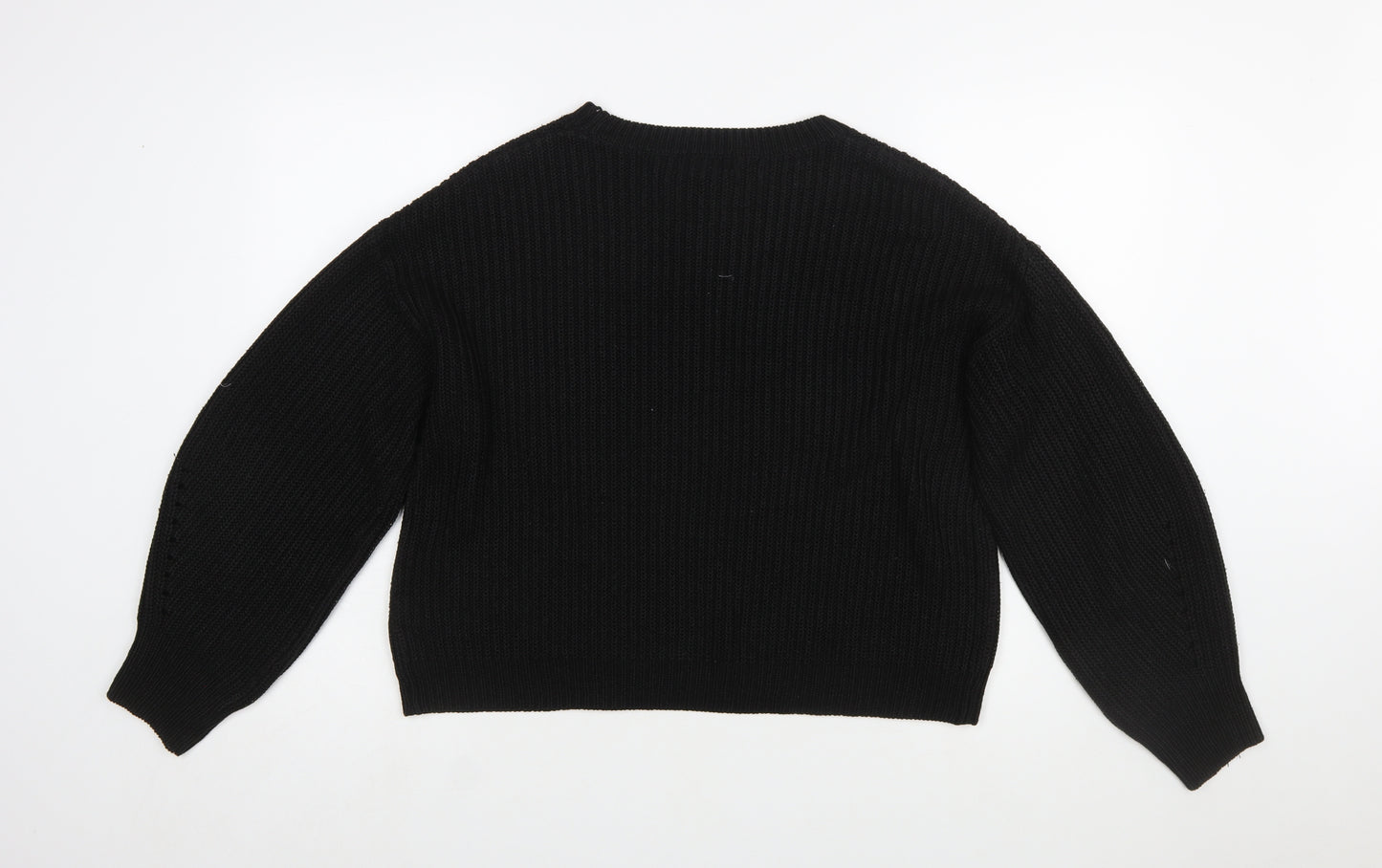 New Look Women's Black Chunky Knit Crew Neck Pullover Jumper Size M