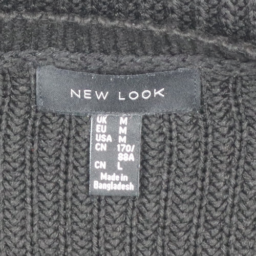 New Look Women's Black Chunky Knit Crew Neck Pullover Jumper Size M