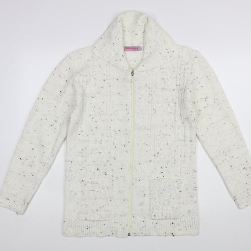 Glimpse Women's Ivory Cable-Knit Full Zip Jumper S