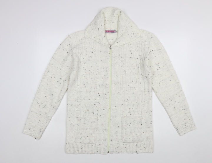 Glimpse Women's Ivory Cable-Knit Full Zip Jumper S