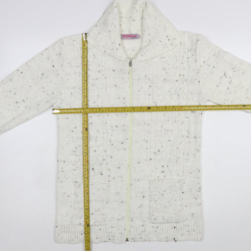 Glimpse Women's Ivory Cable-Knit Full Zip Jumper S