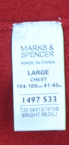 Marks and Spencer Blue Harbour Men's Red V-Neck Acrylic Jumper Size L