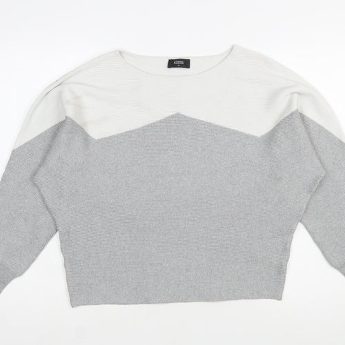 Klass Women's Grey Ivory Knit Pullover Jumper XL Relaxed Long Sleeve
