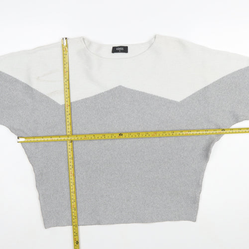 Klass Women's Grey Ivory Knit Pullover Jumper XL Relaxed Long Sleeve