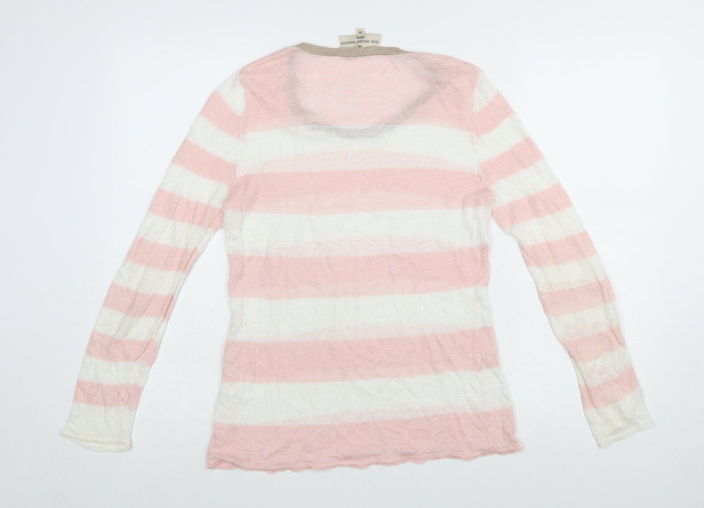 Fenn Wright Manson Women’s Pink Striped Linen Jumper Size 14 Petite
