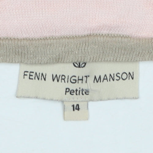 Fenn Wright Manson Women’s Pink Striped Linen Jumper Size 14 Petite