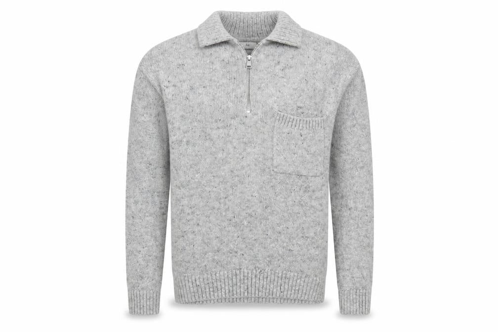 Front view of Marks & Spencer Men's Grey Wool 1/4 Zip Jumper, size S