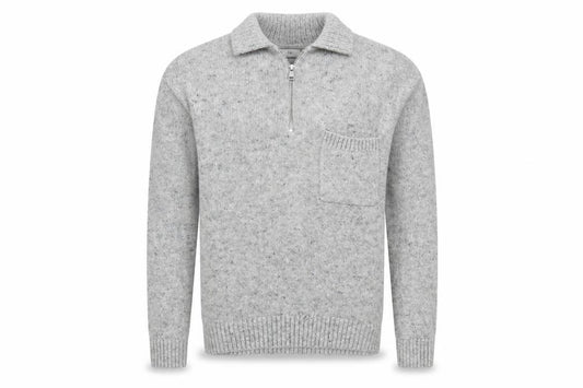Front view of Marks & Spencer Men's Grey Wool 1/4 Zip Jumper, size S