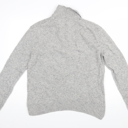 Marks and Spencer Men's Grey Wool 1/4 Zip Jumper Size S