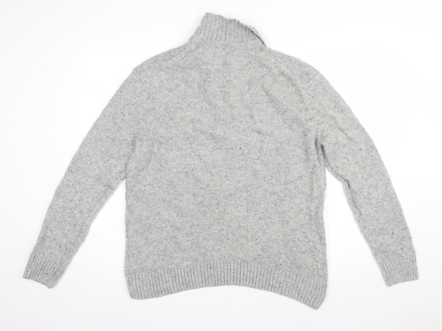Marks and Spencer Men's Grey Wool 1/4 Zip Jumper Size S