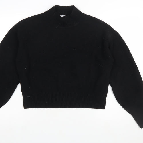 & Other Stories Women's Black Mock Neck Knit Jumper Size S