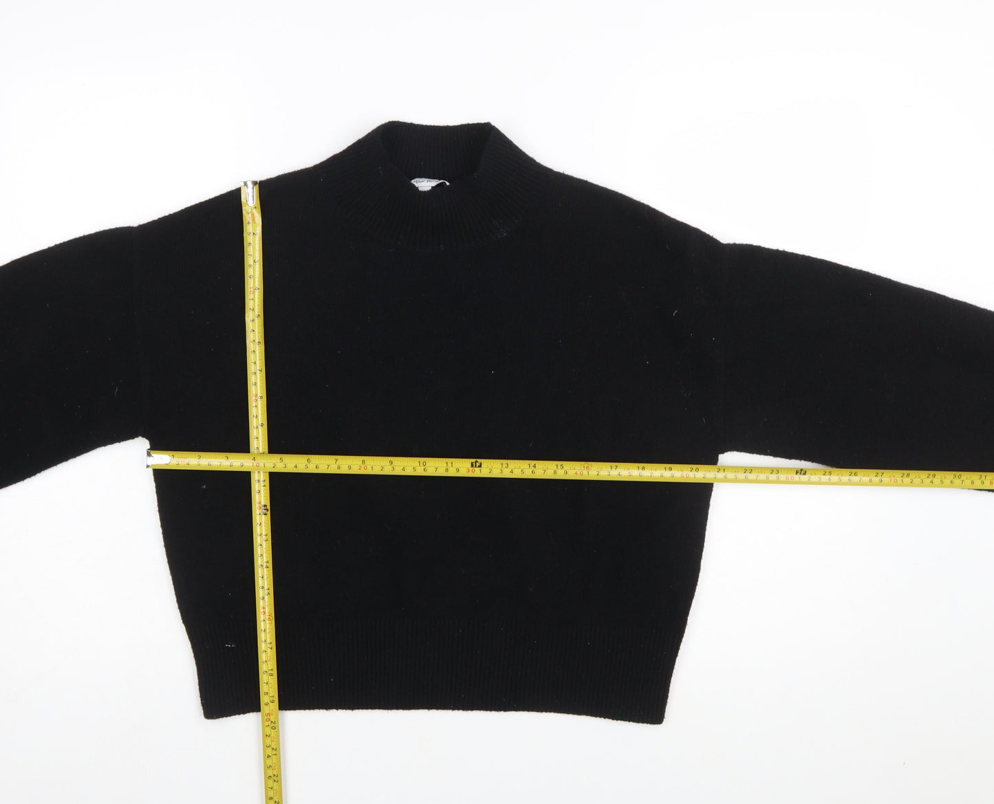 & Other Stories Women's Black Mock Neck Knit Jumper Size S