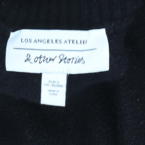 & Other Stories Women's Black Mock Neck Knit Jumper Size S