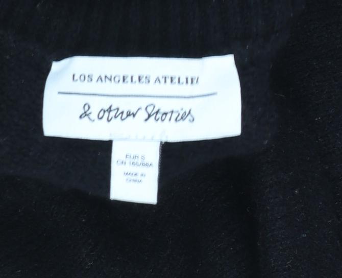 & Other Stories Women's Black Mock Neck Knit Jumper Size S