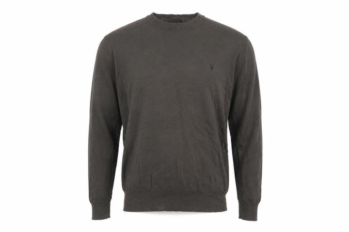 AllSaints Men Brown Cotton Crew Neck Pullover Jumper Size L