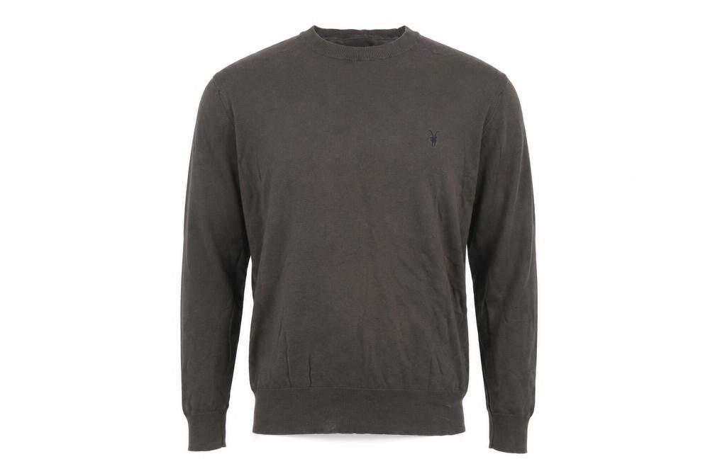 AllSaints Men Brown Cotton Crew Neck Pullover Jumper Size L
