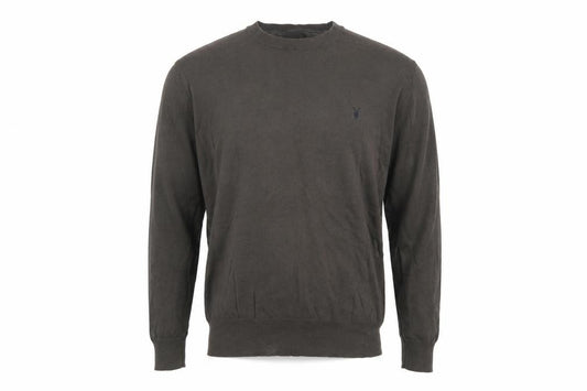 Front view of AllSaints Men Brown Cotton Crew Neck jumper, size L