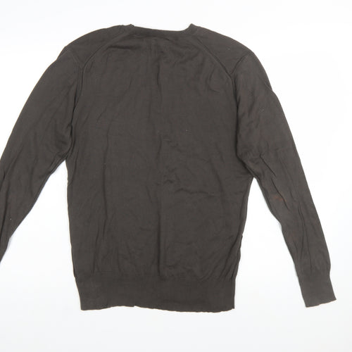 AllSaints Men Brown Cotton Crew Neck Pullover Jumper Size L