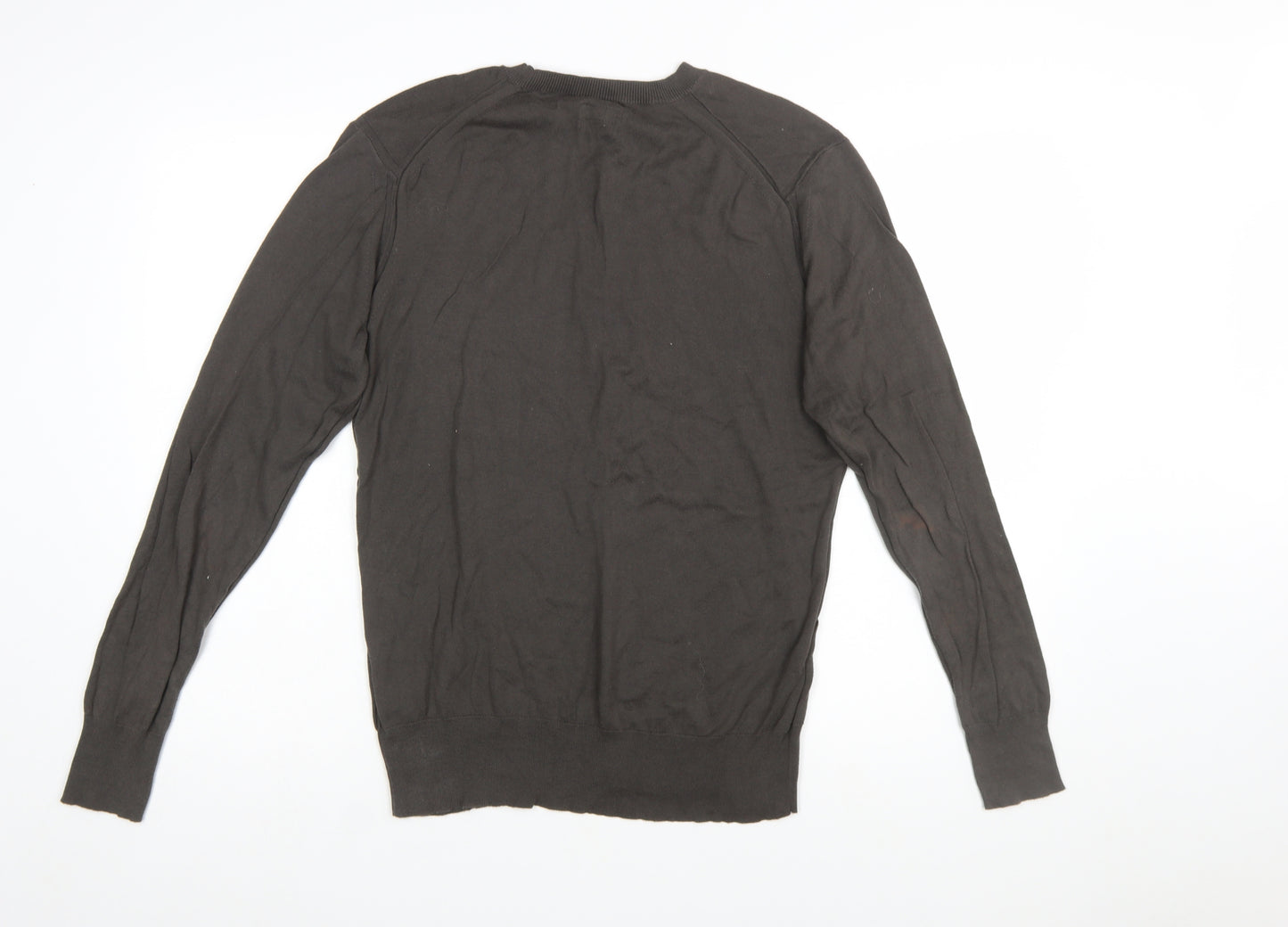 AllSaints Men Brown Cotton Crew Neck Pullover Jumper Size L