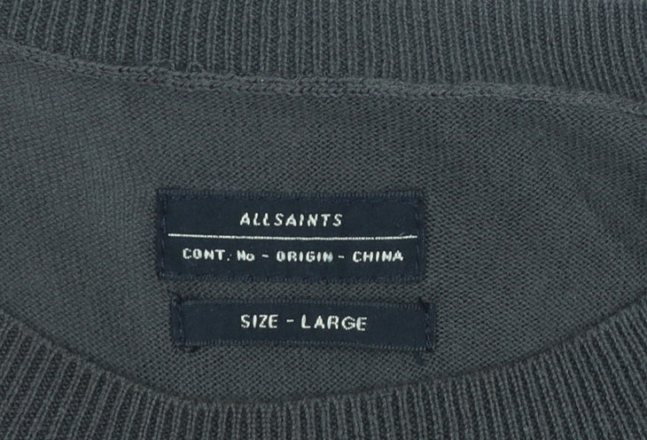 AllSaints Men Brown Cotton Crew Neck Pullover Jumper Size L