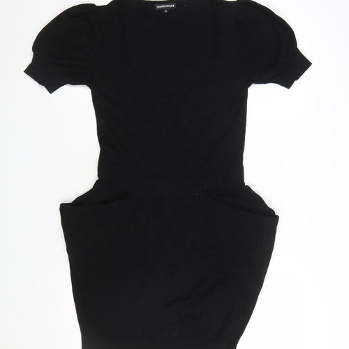 Warehouse Women Black Size 10 Short Sleeve Bodycon Dress