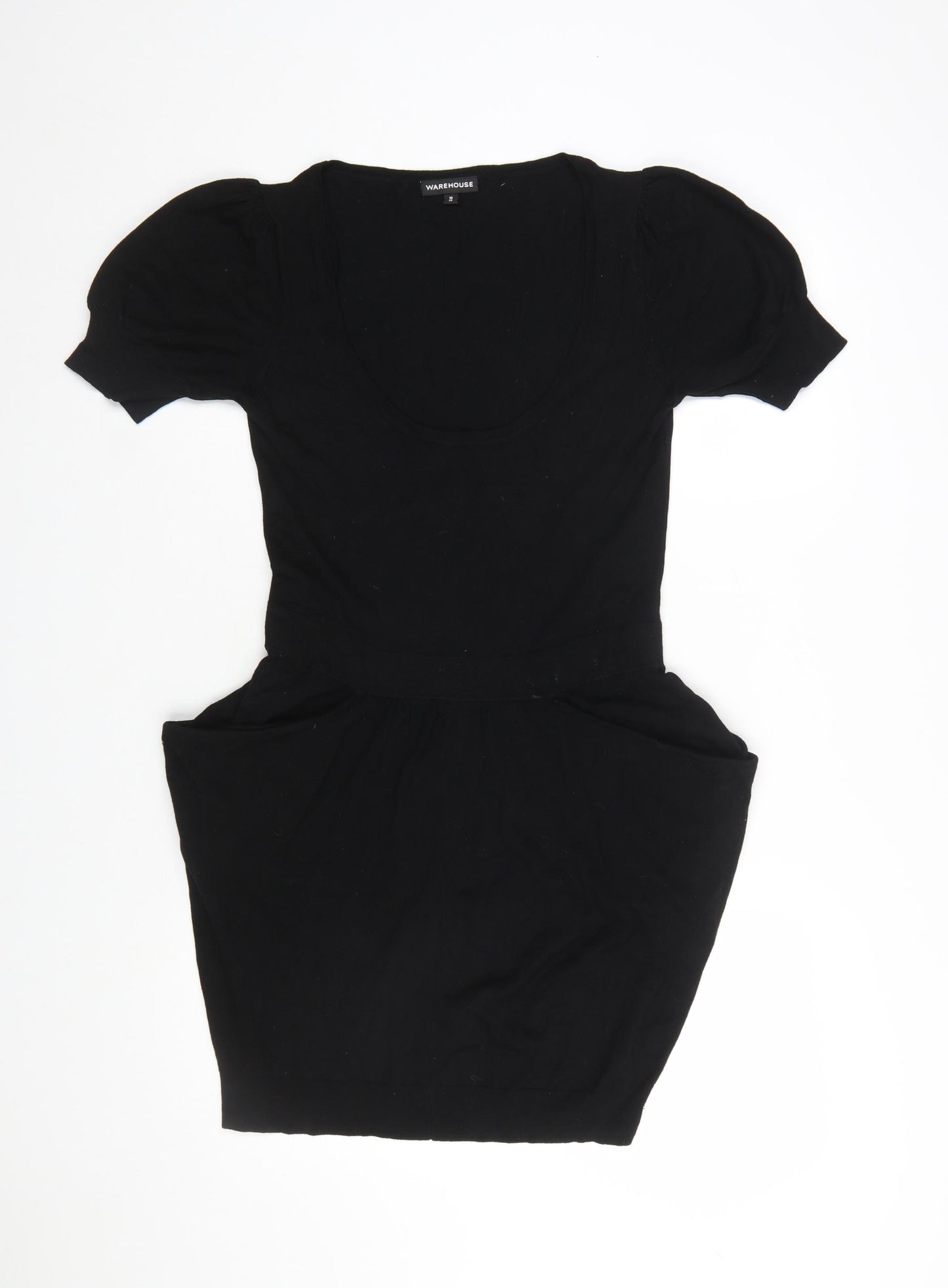 Warehouse Women Black Size 10 Short Sleeve Bodycon Dress