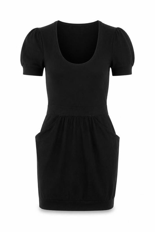 Front view of Warehouse Women Black, size 10, Short Sleeve Bodycon Dress